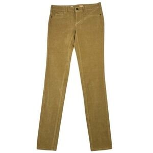 Pilcro Letterpress Pants Women 26 Corduroy Yellow Skinny Low Rise Casual Zip Fly